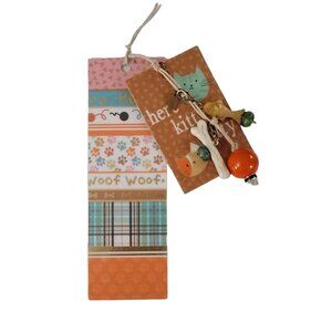 Here Kitty Kitty Woof Woof Meow With Removable Fish Bone Charm Bookmark, B20